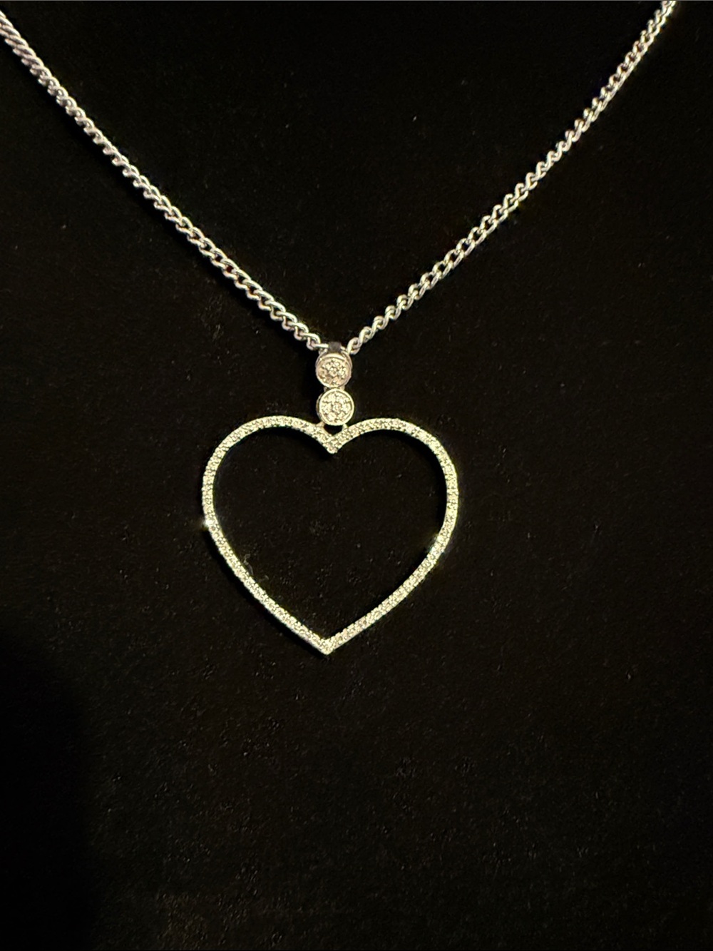 Lucent Jewels Real Diamond Heart Pendant Necklace w/ 18 in Sterling Silver Chain